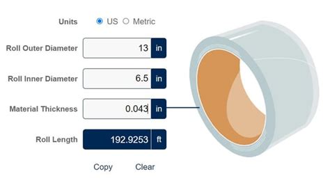 sheet metal rolling calculator|plastic film roll length calculator.